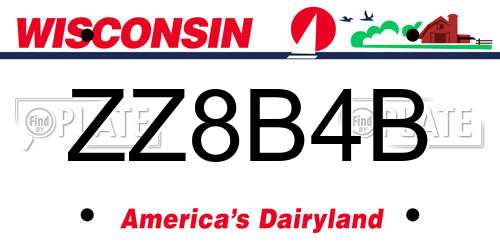 ZZ8B4B Wisconsin License Plate