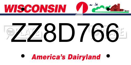 ZZ8D766 Wisconsin License Plate