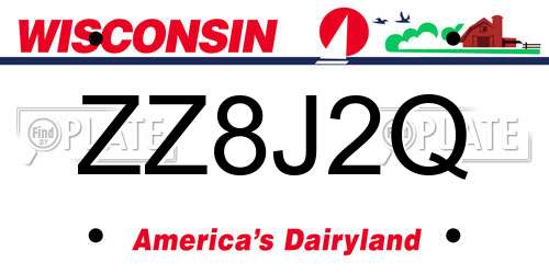 ZZ8J2Q Wisconsin License Plate