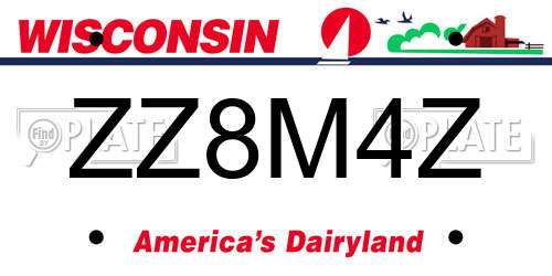 ZZ8M4Z Wisconsin License Plate