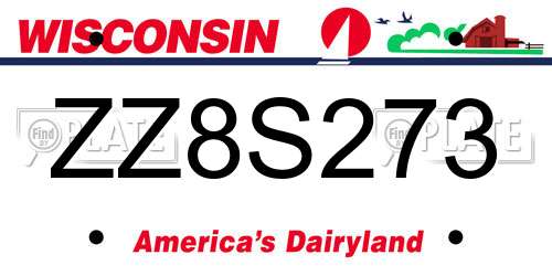 ZZ8S273 Wisconsin License Plate
