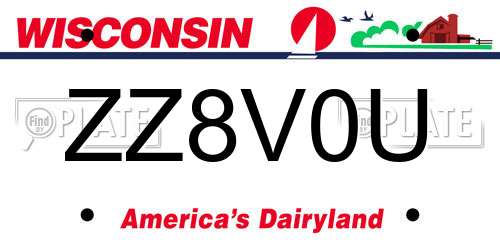 ZZ8V0U Wisconsin License Plate