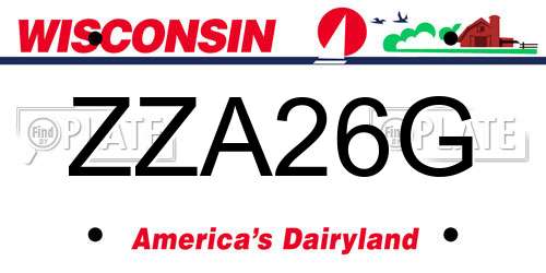 ZZA26G Wisconsin License Plate