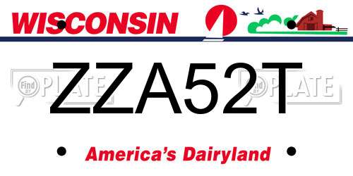 ZZA52T Wisconsin License Plate