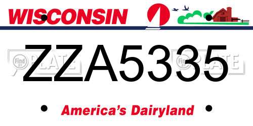 ZZA5335 Wisconsin License Plate