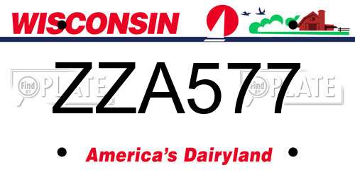 ZZA577 Wisconsin License Plate