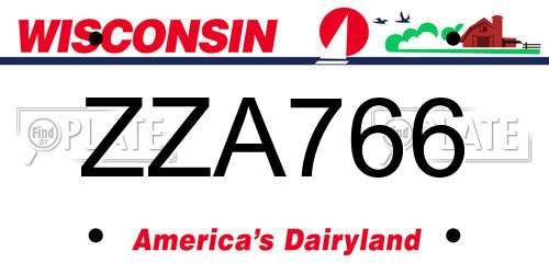 ZZA766 Wisconsin License Plate