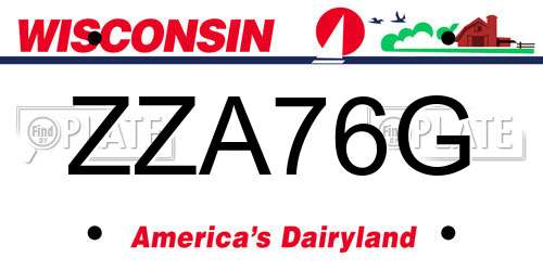 ZZA76G Wisconsin License Plate