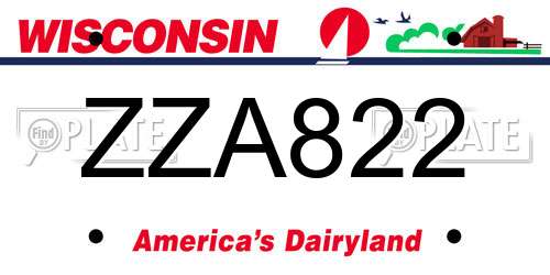 ZZA822 Wisconsin License Plate