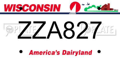 ZZA827 Wisconsin License Plate