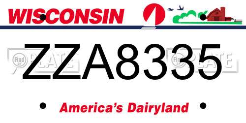 ZZA8335 Wisconsin License Plate