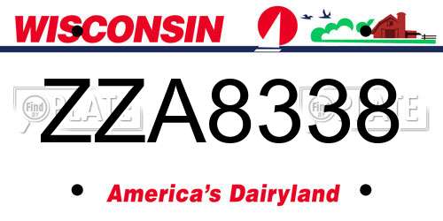 ZZA8338 Wisconsin License Plate