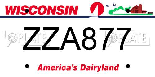 ZZA877 Wisconsin License Plate