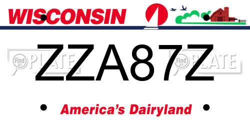 ZZA87Z Wisconsin License Plate