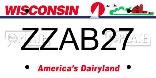 ZZAB27 Wisconsin License Plate