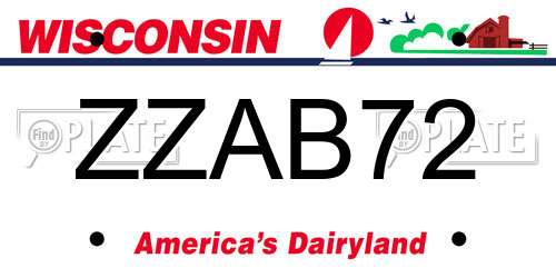 ZZAB72 Wisconsin License Plate