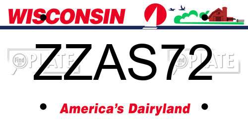 ZZAS72 Wisconsin License Plate