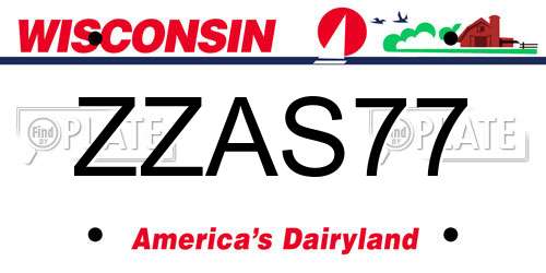 ZZAS77 Wisconsin License Plate