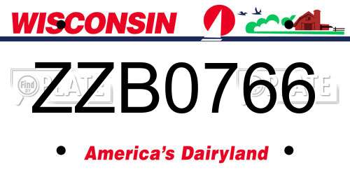 ZZB0766 Wisconsin License Plate