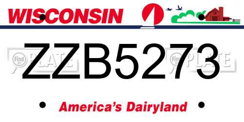 ZZB5273 Wisconsin License Plate