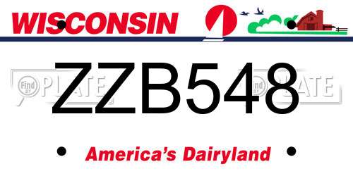ZZB548 Wisconsin License Plate