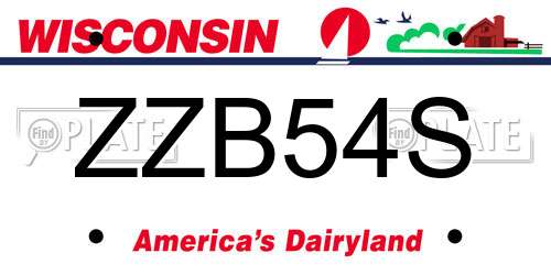 ZZB54S Wisconsin License Plate