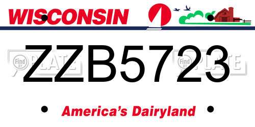 ZZB5723 Wisconsin License Plate