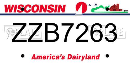 ZZB7263 Wisconsin License Plate