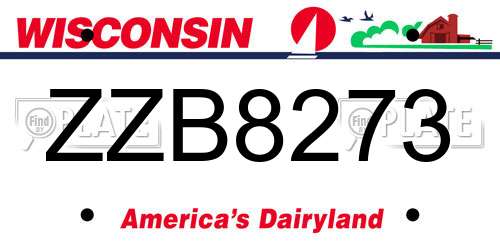 ZZB8273 Wisconsin License Plate