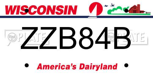 ZZB84B Wisconsin License Plate