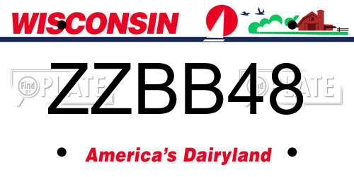 ZZBB48 Wisconsin License Plate