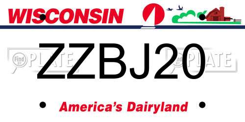 ZZBJ20 Wisconsin License Plate