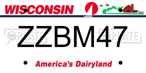 ZZBM47 Wisconsin License Plate