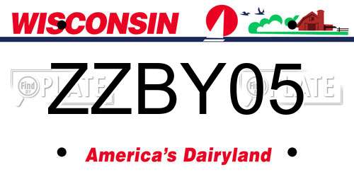 ZZBY05 Wisconsin License Plate