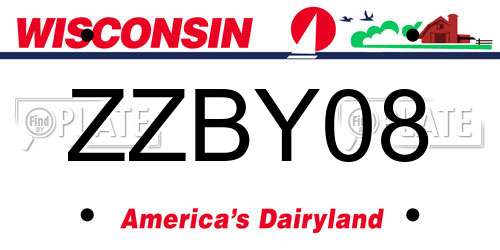 ZZBY08 Wisconsin License Plate