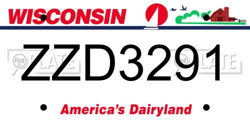 ZZD3291 Wisconsin License Plate