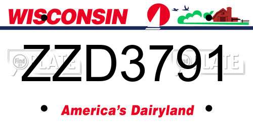 ZZD3791 Wisconsin License Plate