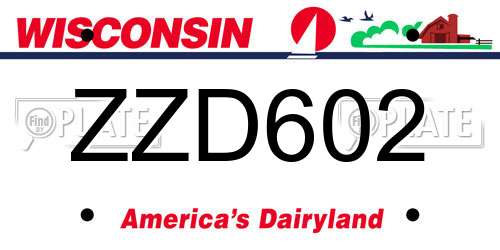 ZZD602 Wisconsin License Plate