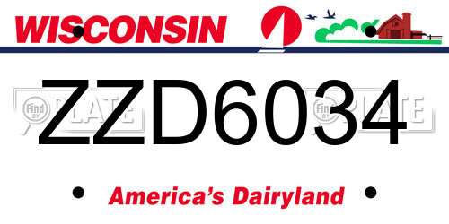 ZZD6034 Wisconsin License Plate