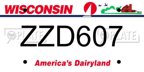 ZZD607 Wisconsin License Plate
