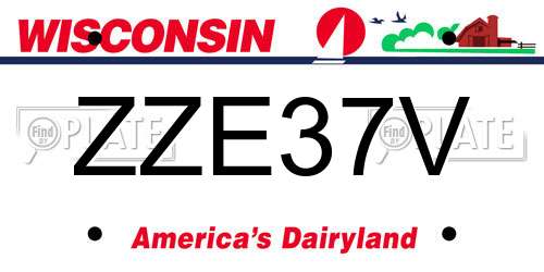 ZZE37V Wisconsin License Plate