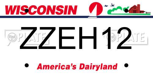 ZZEH12 Wisconsin License Plate