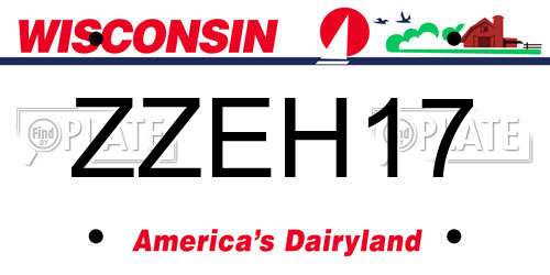 ZZEH17 Wisconsin License Plate