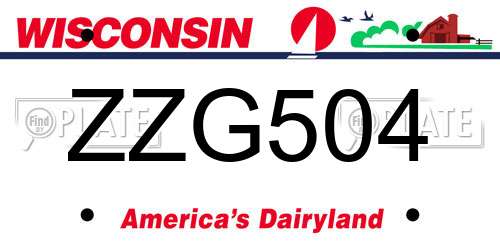 ZZG504 Wisconsin License Plate