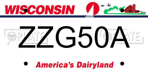 ZZG50A Wisconsin License Plate