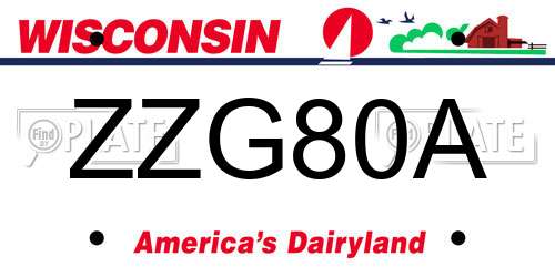 ZZG80A Wisconsin License Plate
