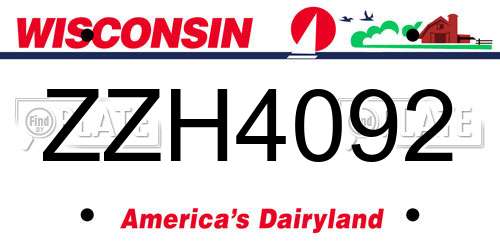 ZZH4092 Wisconsin License Plate