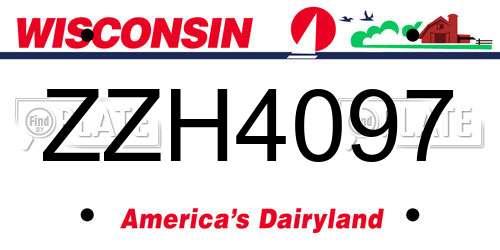 ZZH4097 Wisconsin License Plate