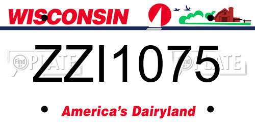 ZZI1075 Wisconsin License Plate