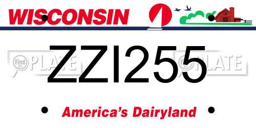 ZZI255 Wisconsin License Plate